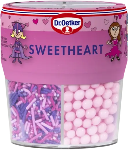 Dr. Oetker Sweetheart Strösselmix + godisknappar för dekoration och ev. glasspinnar om du vill sätta dina kakor på pinne