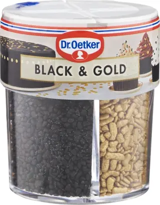 Dr. Oetker Black & Gold strösselmix svarta pärlorna till ögon