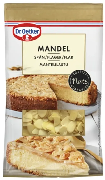Mandelspån eller flagade hasselnötter