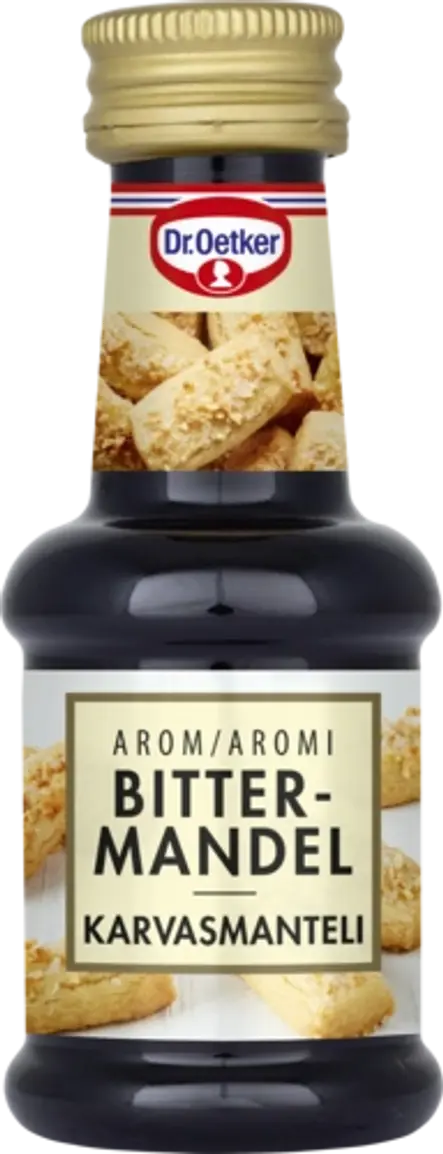 Dr. Oetker Bittermandelarom För dosering, häll färgen i locket eller använd pipett