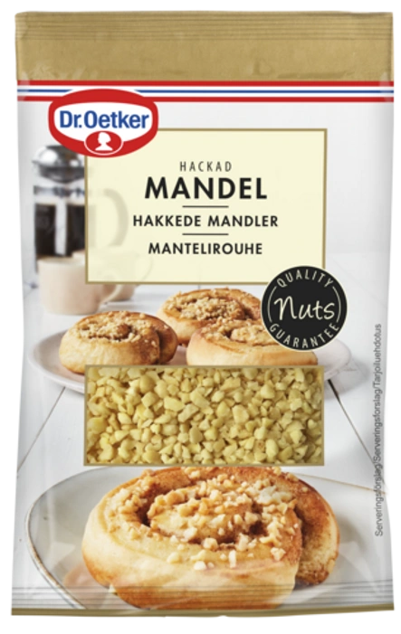Dr. Oetker Mandel skalad hackad (som rostas i torr stekpanna några min)