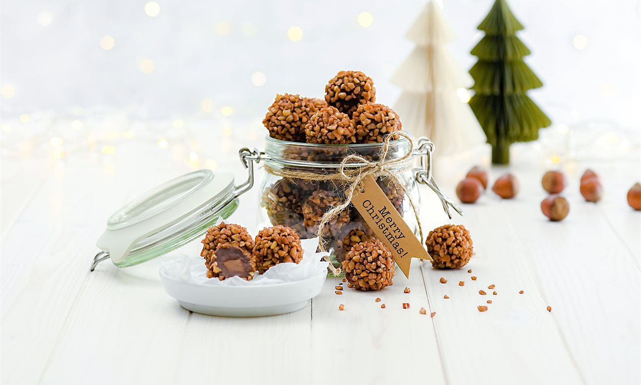 Praliner med hasselnöt och nougat