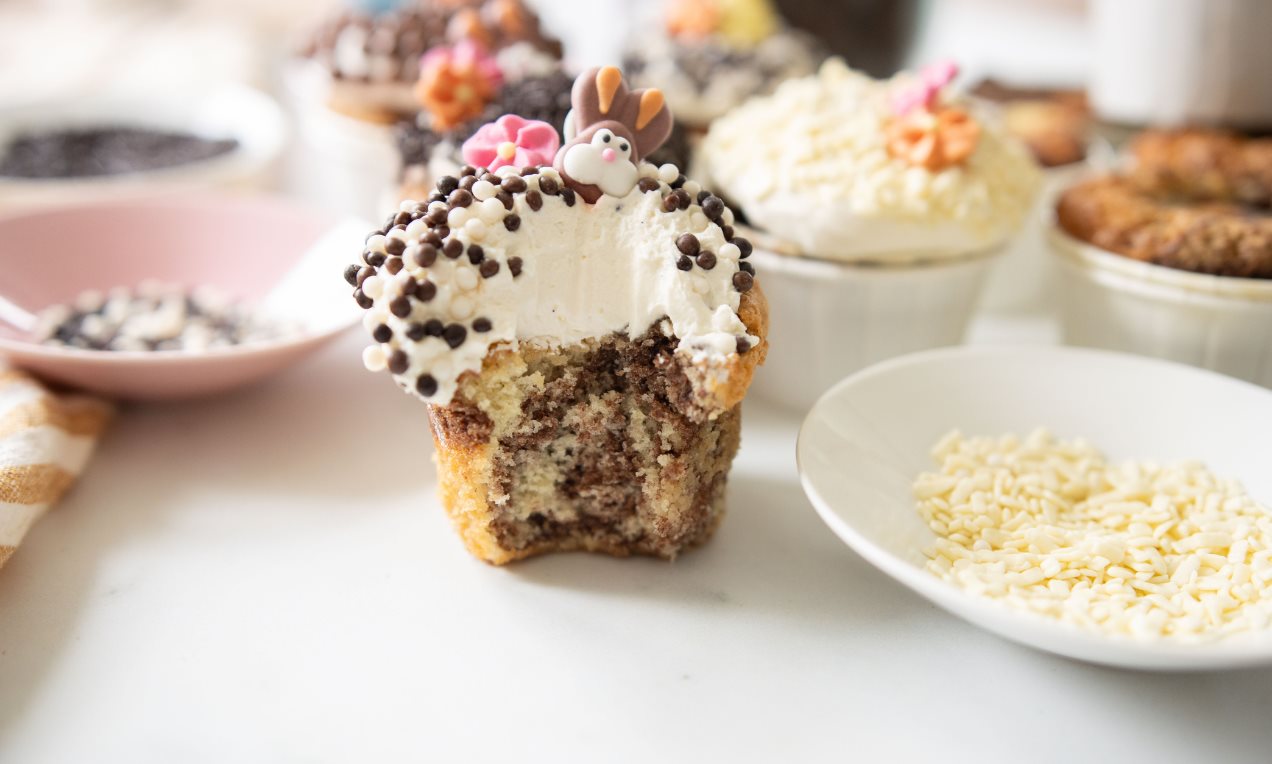 Påskcupcakes med vanilj och choklad