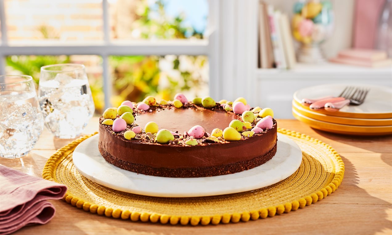 Vegansk påskcheesecake med choklad